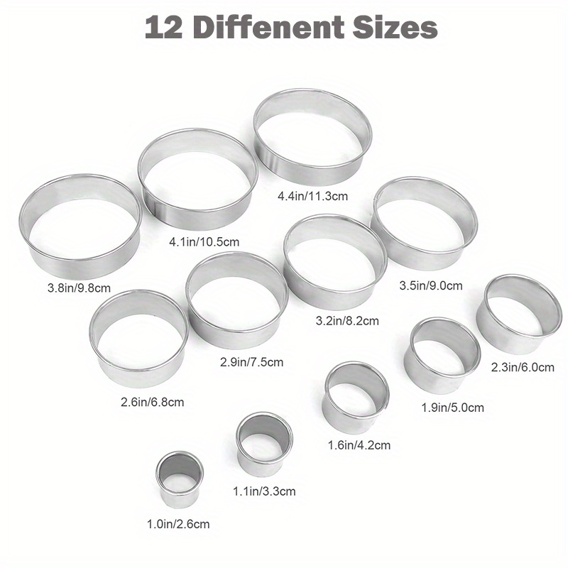 12pcs cake mold rings stainless steel mousse cake ring round cookie cutters pancake molds baking tools kitchen gadgets kitchen accessories home kitchen items details 2