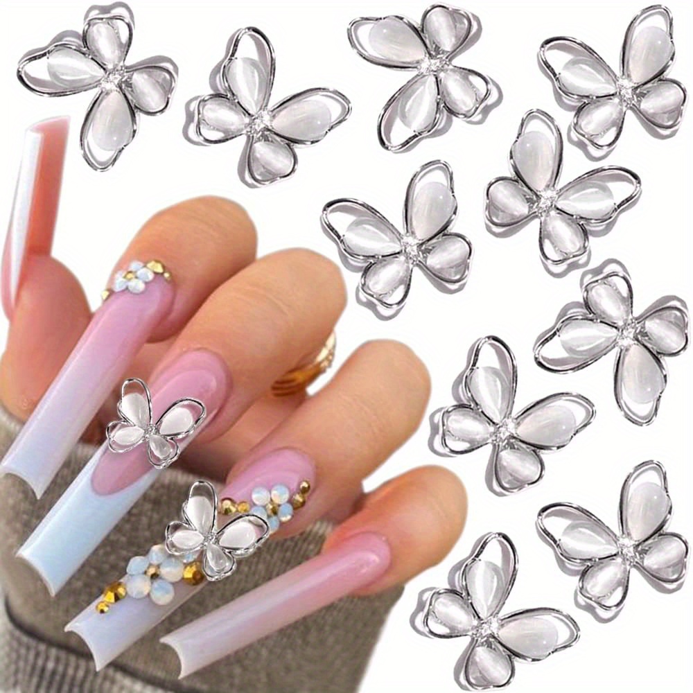 3d Butterfly Nail Charms Nails Butterflies Rhinestones Big Nail