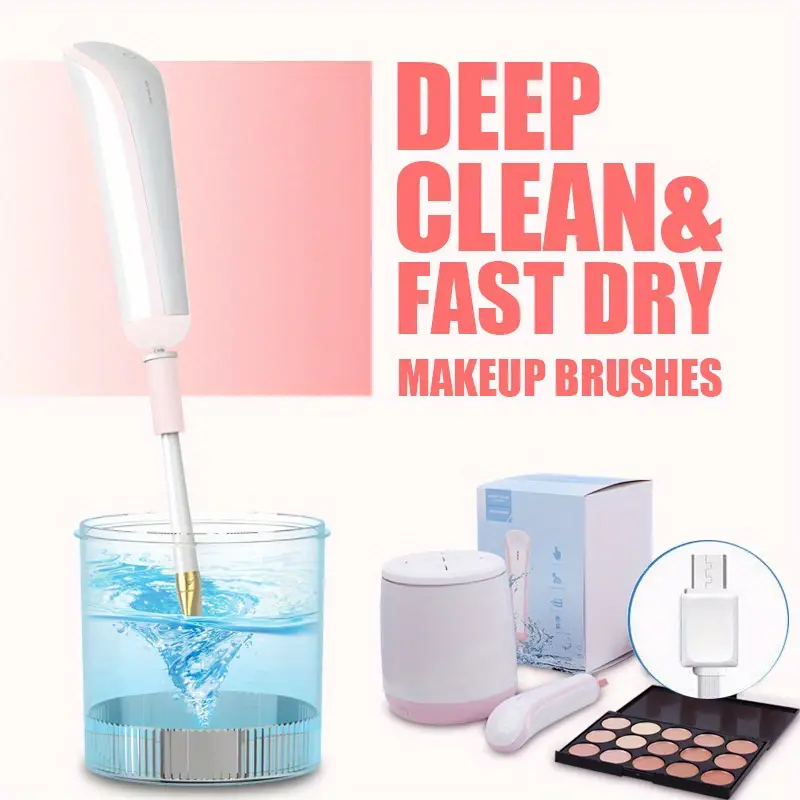 private label automatic rotation brush cleaning dryer tool electric makeup brush cleaner details 0