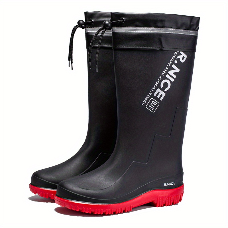 Men High Top Rain Boots Wear Resistant Waterproof Non Slip Galoshes For ...