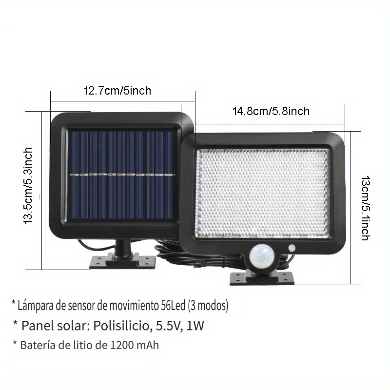 Luz LED Solar Exterior con Sensor de Movimiento 120° Ilumina