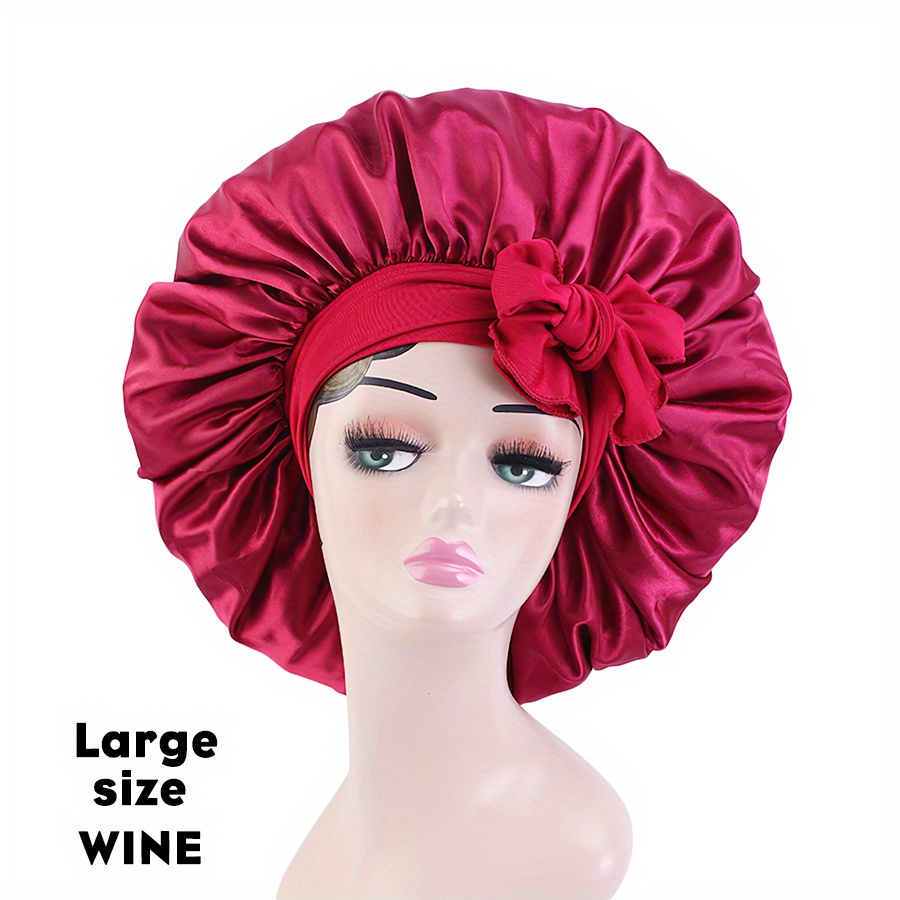 2PCS Large Satin Bonnet Silk Bonnet for Curly Hair Big Sleep Cap Jumbo  Bonnet for Women