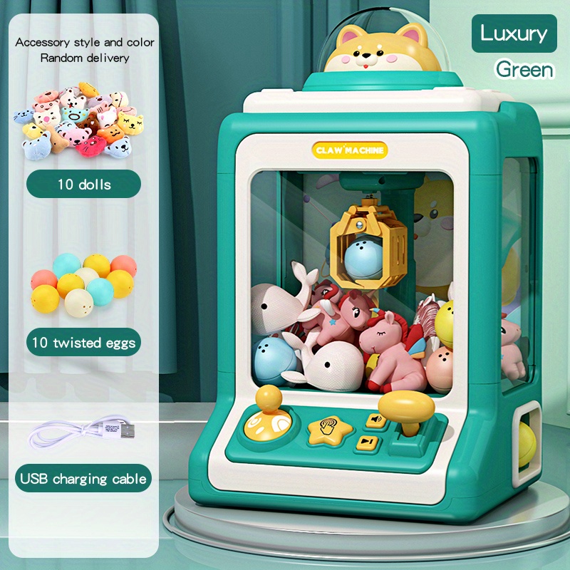 Automatic Doll Machine Toy for Kids Mini Cartoon Coin Operated Play Game  Claw Crane Machines with Light Music Children Toy Gifts