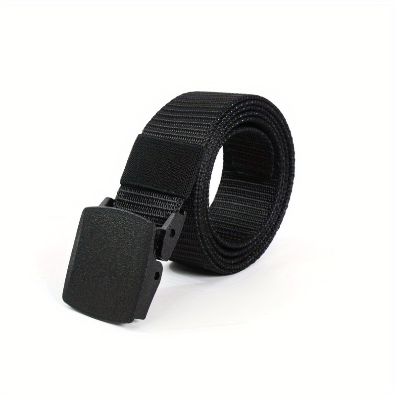 Black Casual 1pc Belt, Men's Imitation Nylon Belt Canvas Without Metal Plastic Buckle Outdoor Sports Woven Colors Work Belt,Temu