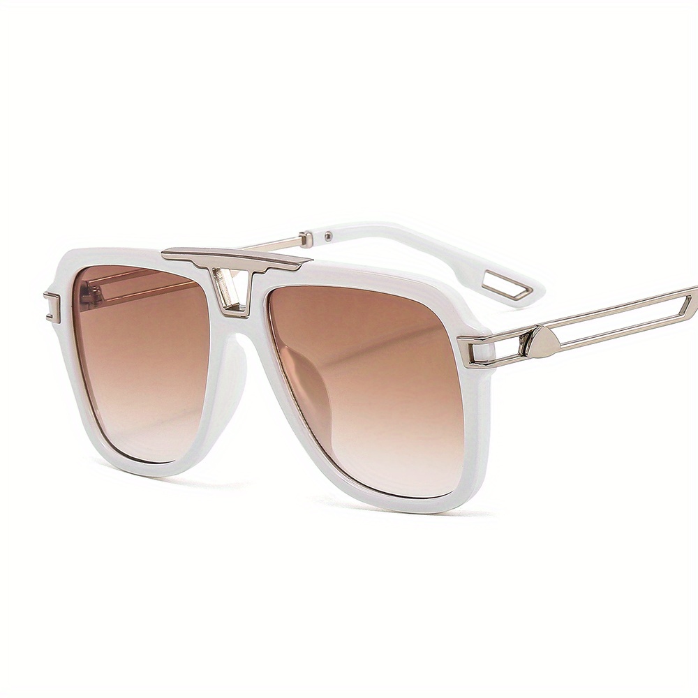 Square Metal Aviator Sunglasses Hollow Out Temple UV400