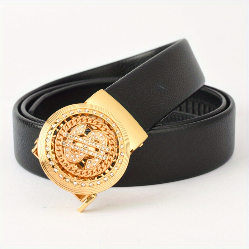 Men's Fashion Trend Turning Good Luck Black Automatic Belt - Temu