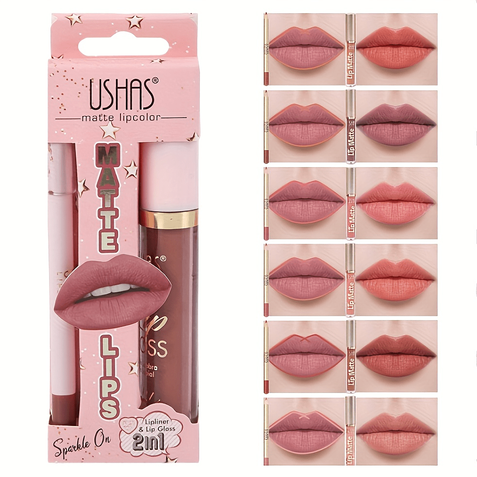 Pjtewawe Lipstick Nonstick Cup Lip Gloss Lip Liner Combo 6 Count