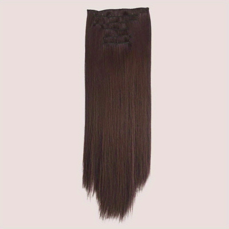 16pcs long straight hair extensions for women clip in synthetic hairpieces natural look   hair styling accessories details 10