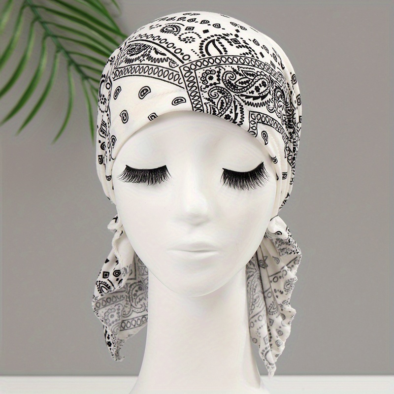 Paisley Print Head Wrap Causal Turban Élastique Réglable Foulard