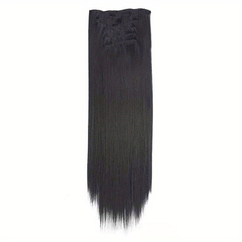 16pcs long straight hair extensions for women clip in synthetic hairpieces natural look   hair styling accessories details 8