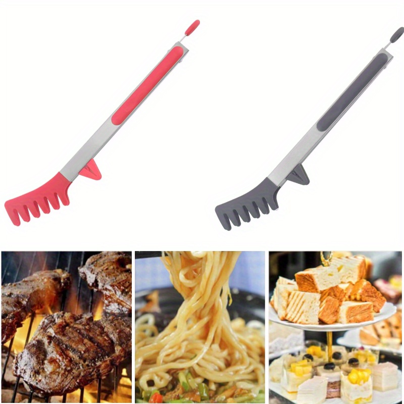 Silicone Pasta Tong, Non-slip Spaghetti Tongs With Teeth & Filter