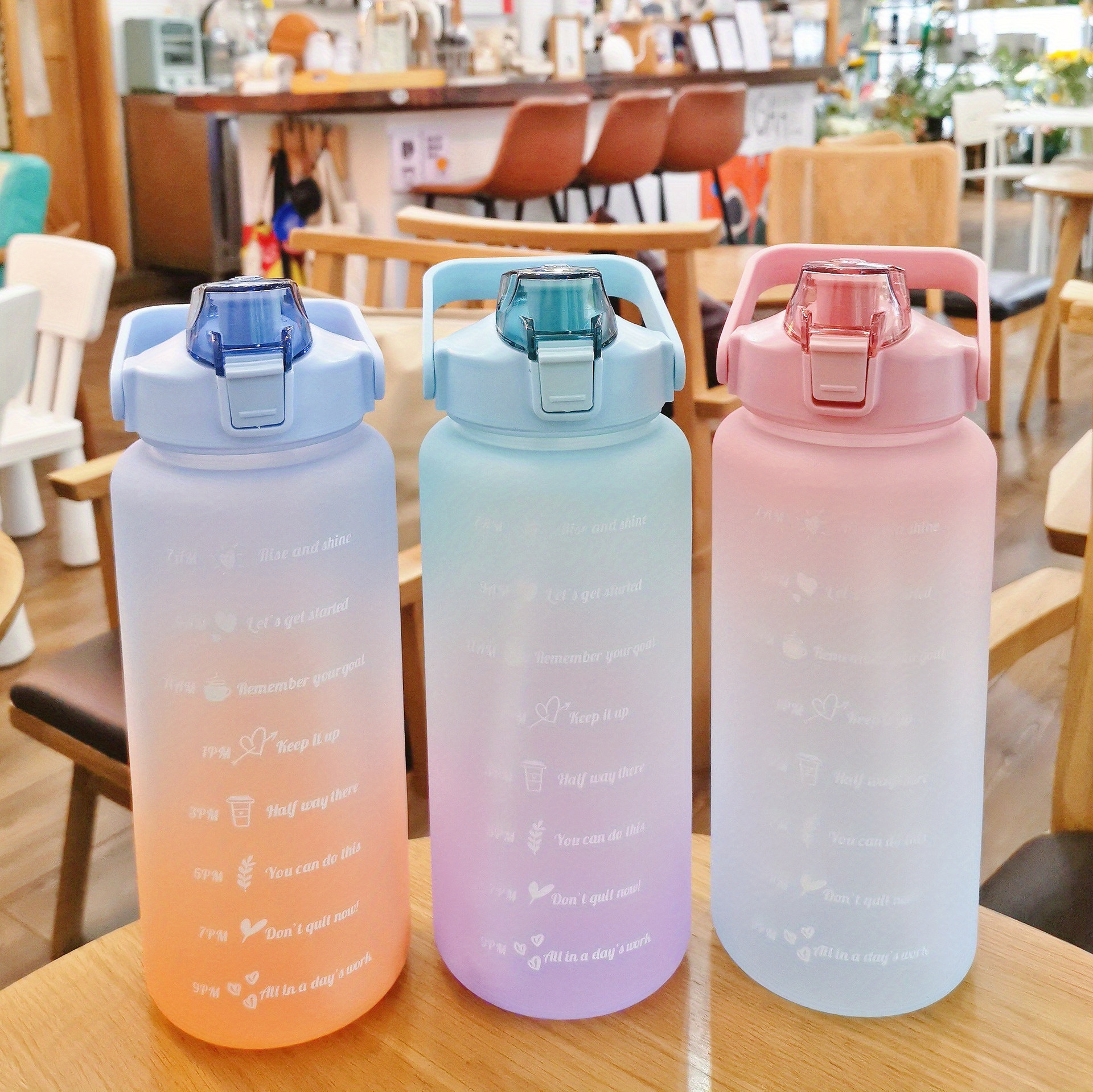 2 Liter Large Capacity Free Motivational With Time Marker Fitness Jugs  Gradient Color Plastic Cups Outdoor Frosted Water Bottle - Water Bottles -  AliExpress