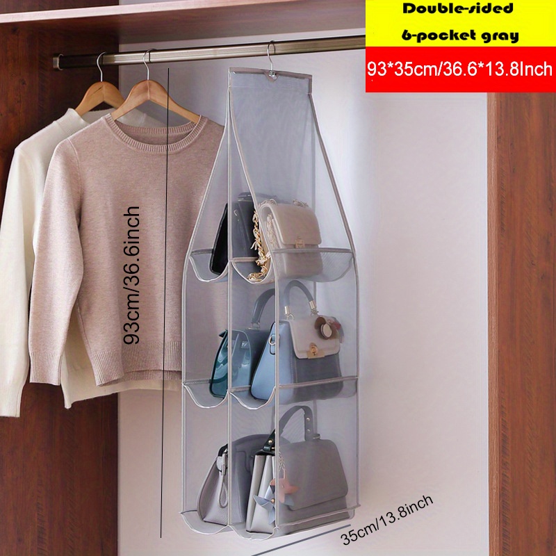 1pc, 8 Pockets Hanging Purse Handbag Organizer Clear Hanging Shelf Bag  Collection Storage Holder Purse Bag Wardrobe Closet Space Saving Organizers