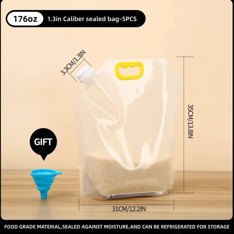 5pcs Vacuum Sealer Bags Food Grade Large Capacity Vacuum Sealer Bags  Leakproof