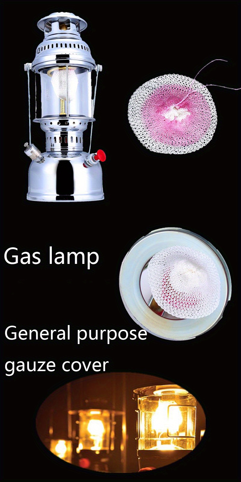Outdoor Mantle Gas Lantern Lamp Propane Light W/ Lampwick For Camping  Hiking