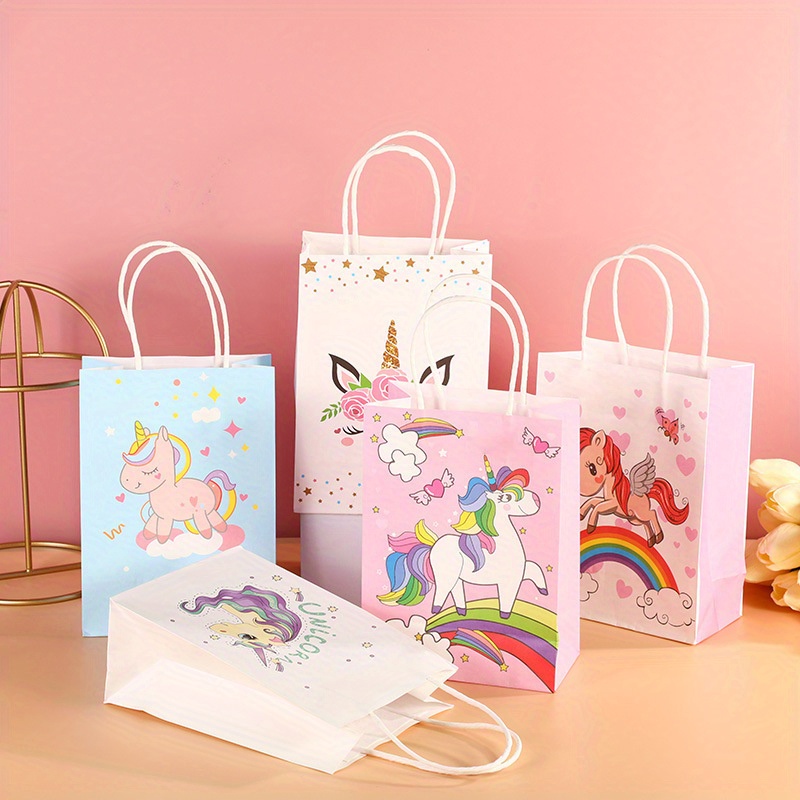 16 bolsas de recuerdo de fiesta para suministros de fiesta de cumpleaños de  unicornio, regalo de fiesta, bolsas de dulces para decoración de fiesta de