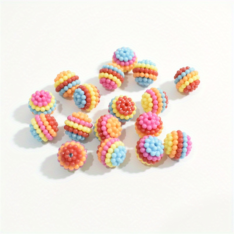 50pcs/pack Mixed Color Bayberry Beads Diameter 0.8cm/0.31inch ABS Colored  Beads Loose Bead For Bracelet Necklace Making DIY Handmade Accessories