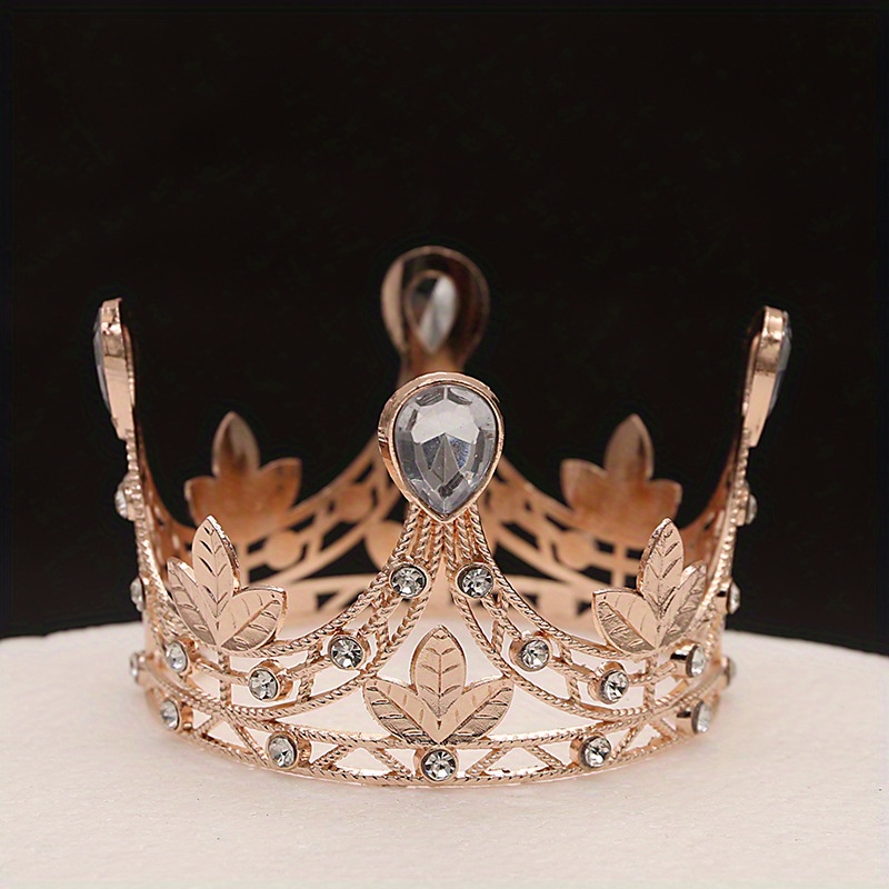 Birthday Cake Decoration Crown Kids Round Leaf Tiara Diadem Alloy Bridal  Tiara