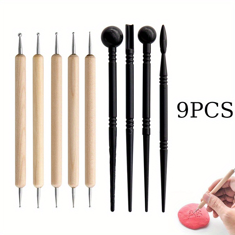 Clay Tools Pottery Sculpting Tools: 6Pcs Air Dry Polymer Clay Carving Tools  Set for Kids Adults - Stainless Steel Wooden Ceramic Clay Sculpting Kit 