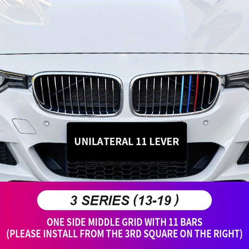3D Car Front Grille Trim Sport Strips Cover Stickers Styling Buckle Cover  For BMW 3 Series GT11 F30/F35 F34 E90 Power Accessories