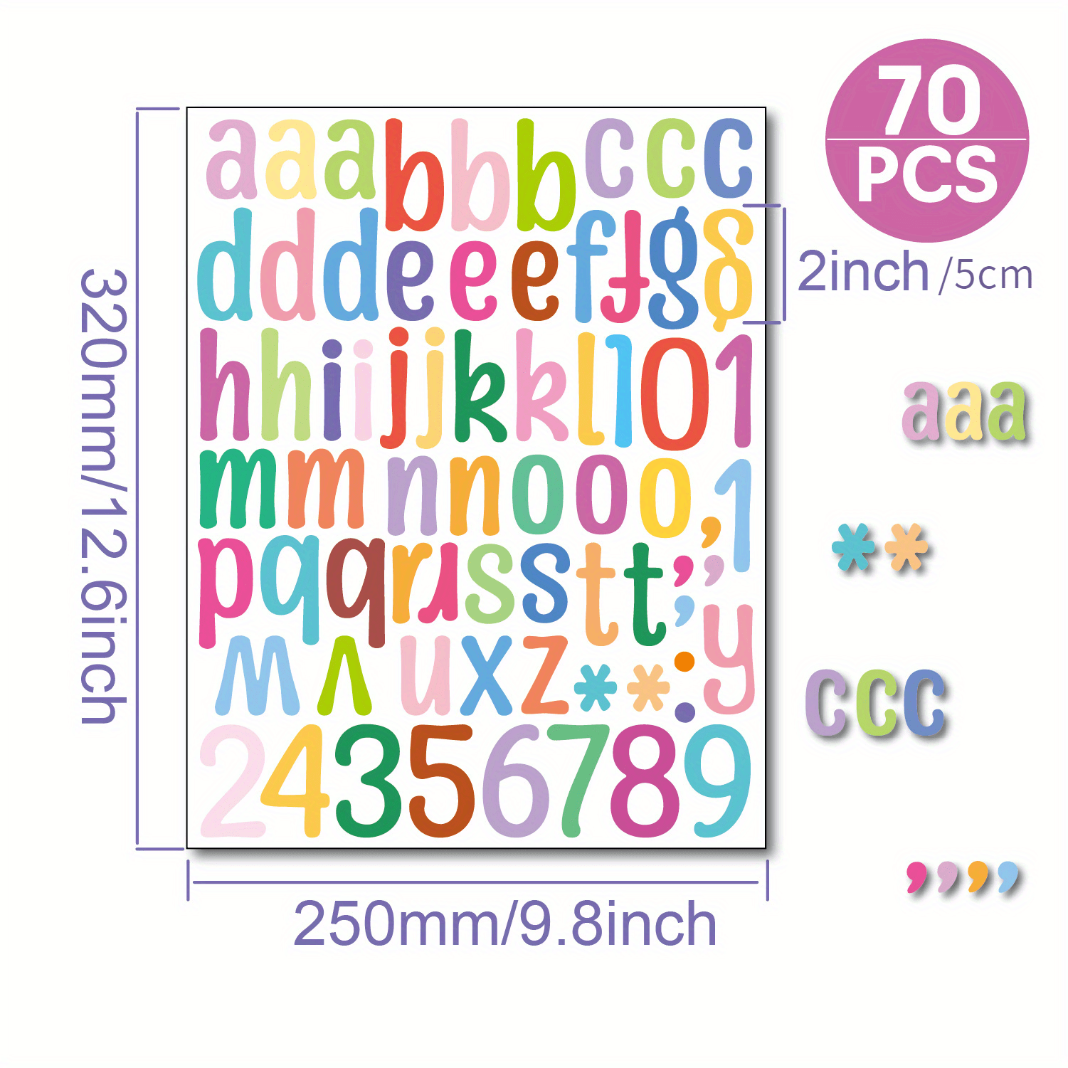  Black Letter Stickers, 2 Inch Large Alphabet Numbers Stickers  Set, 24 Sheets 318 Vinyl Letters Stickers for Bulletin Board, Poster,  Mailbox, Labeling, School Project, Making Signs, Door, Window