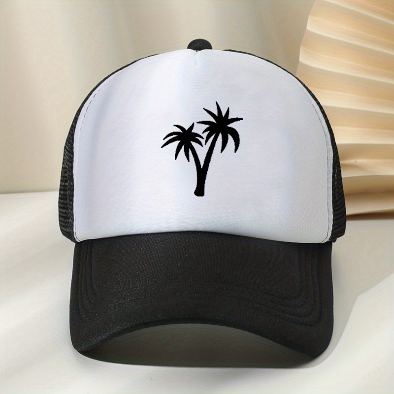 Coconut Tree Print Mesh Baseball Cap for Men