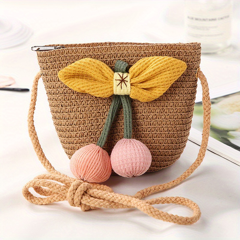 Summer Cute Brown Straw Mini Crossbody Bag