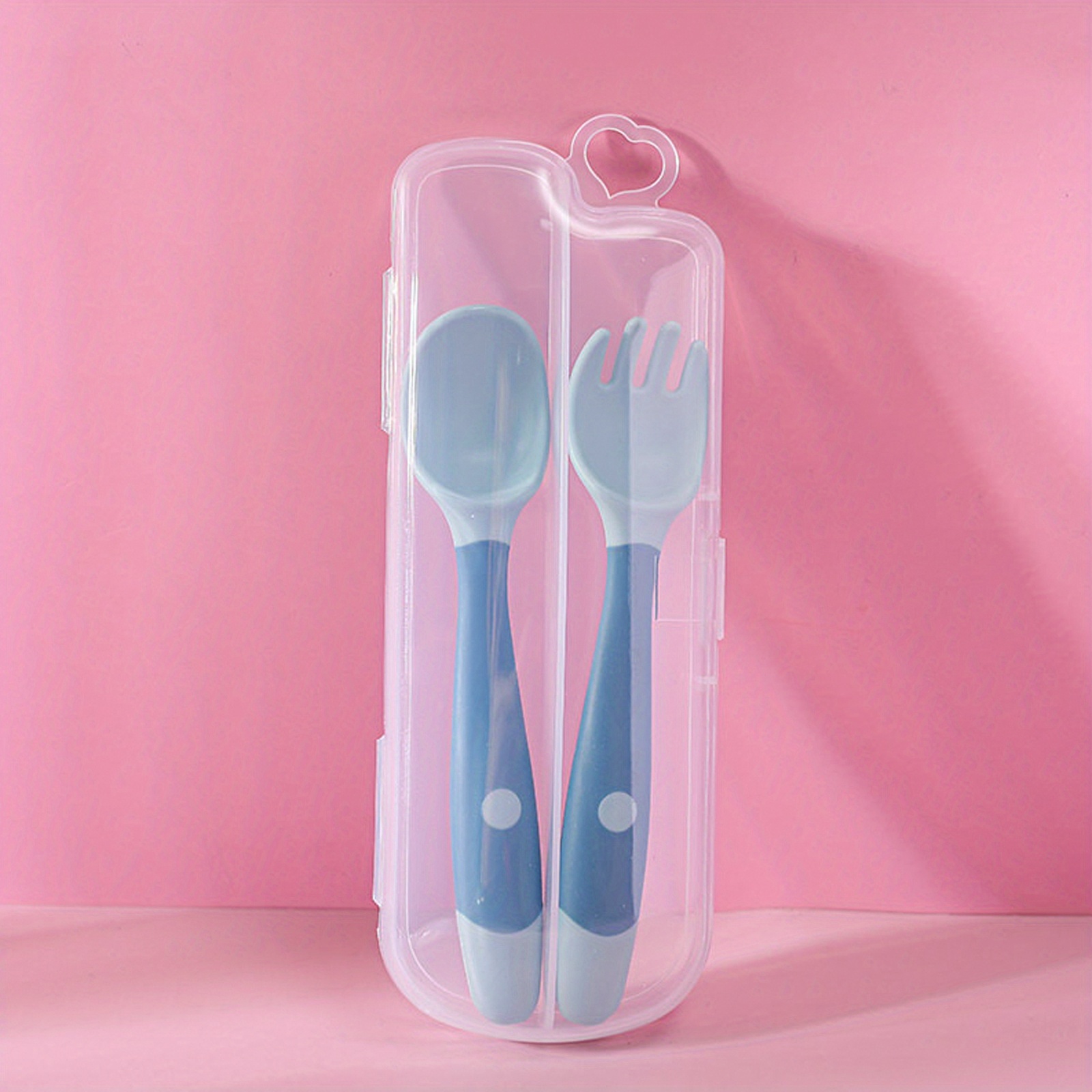 Baby Self Feeding Utensils Spoon and Fork Set Pink