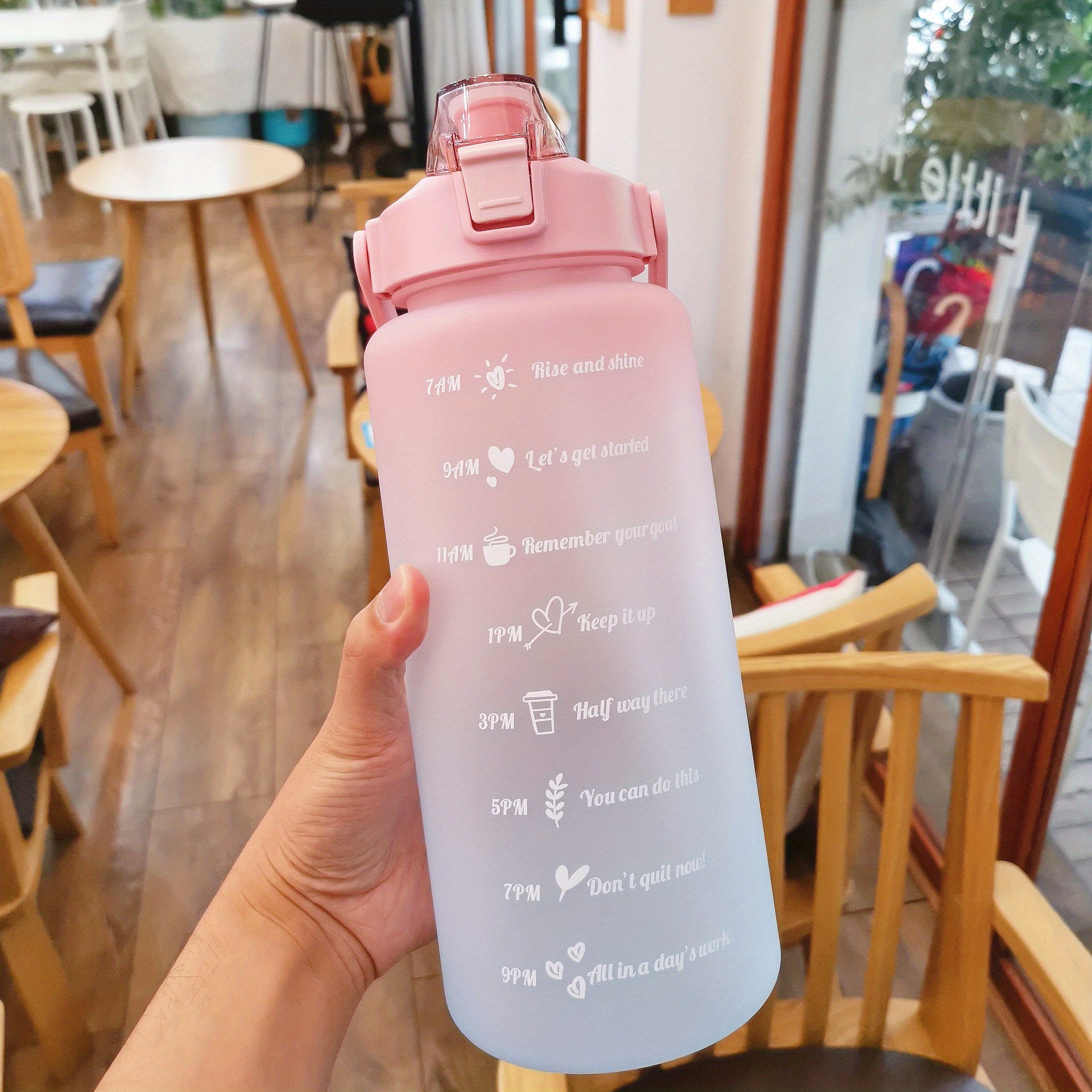 Aeyeele 70+32+ Water Bottle With Straw And Time Marker, Portable Plastic  Leakproof Motivational Sports Water Cup For Family Outdoor Hiking Camping  Travel Gym Fitness, Yoga Running Cycling For Adults, Gradient Color, Bpa