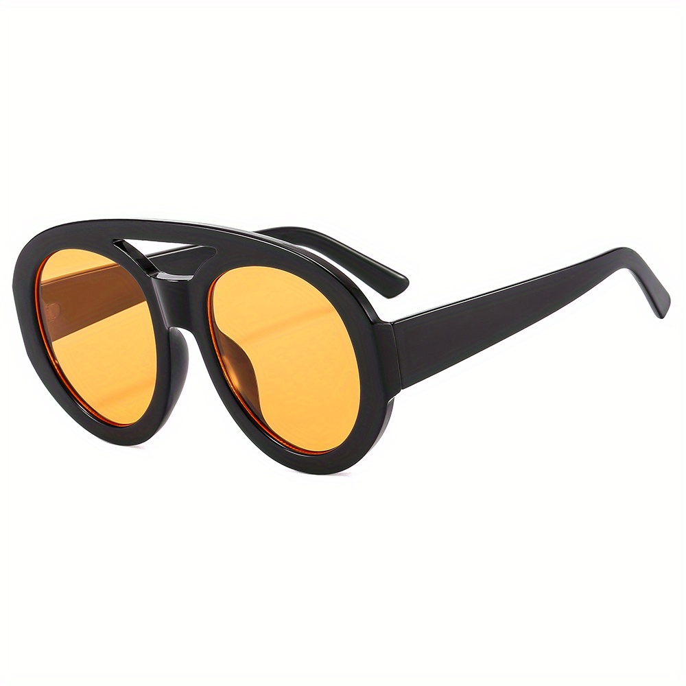 Sunglasses Men Retro Round Punk Sunglasses Double Beam Yellow Lens