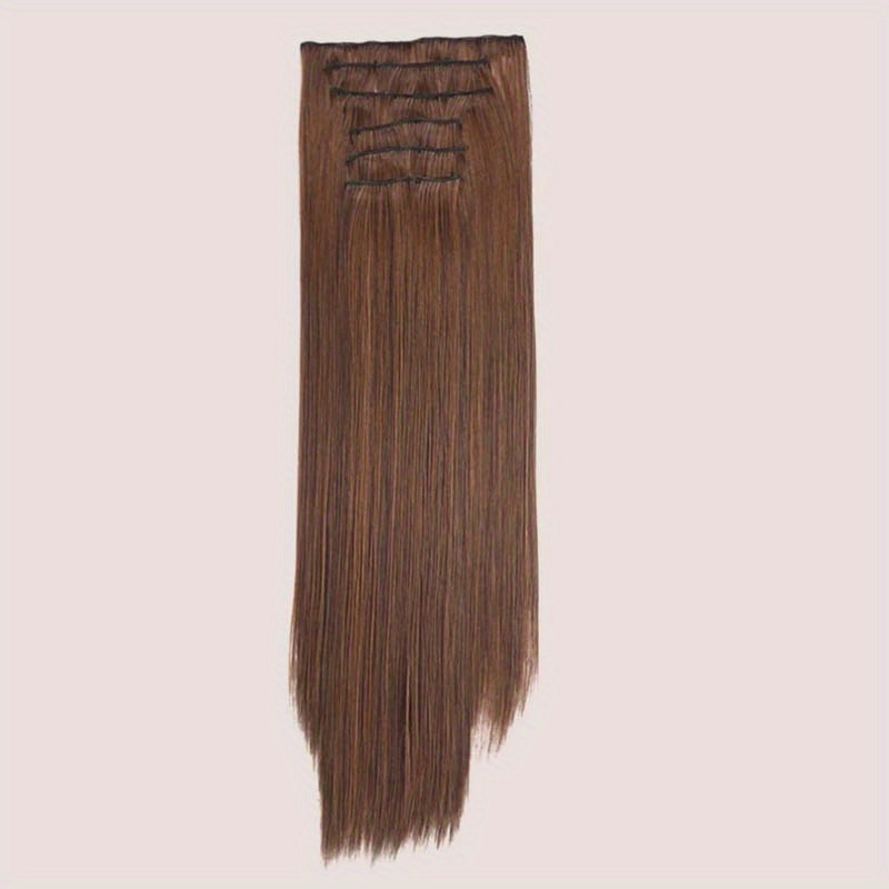16pcs long straight hair extensions for women clip in synthetic hairpieces natural look   hair styling accessories details 9