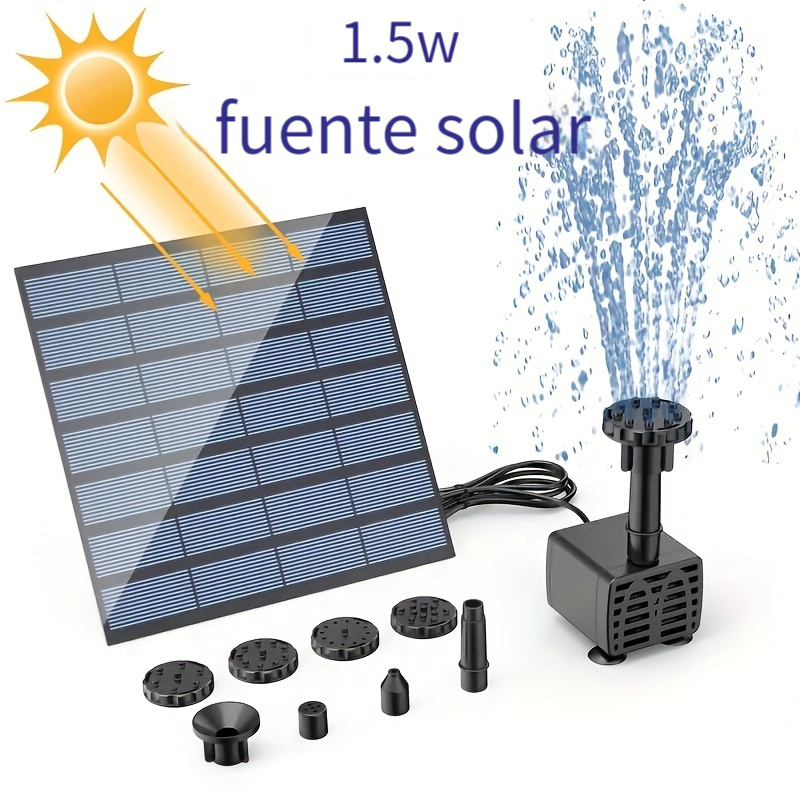 Fuente Solar 1 Pieza 6 Boquillas Fuente Agua Solar 2.5w Kit - Temu
