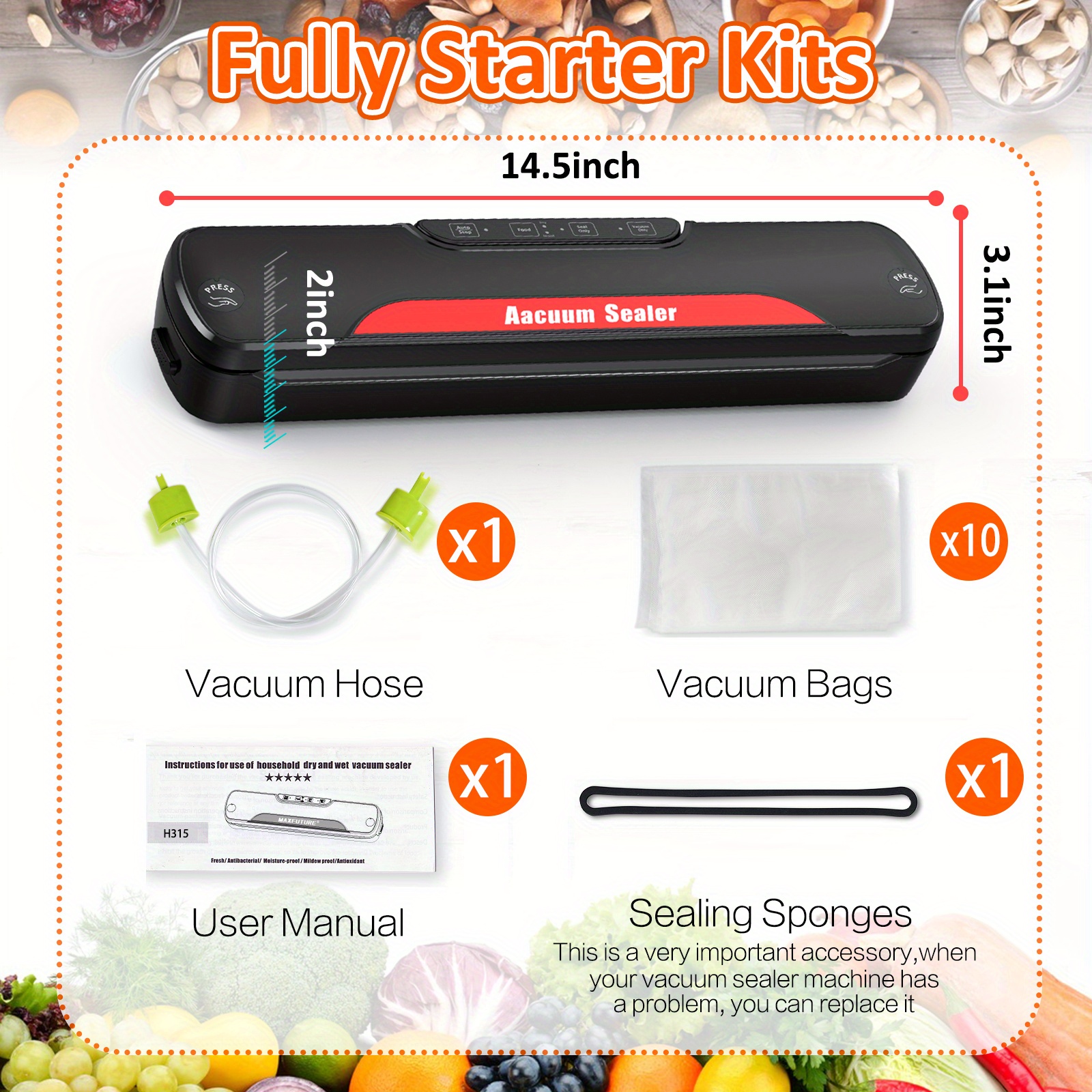 Table Vacuum Food Sealer, Wet & Dry Food Saver Vacuum Sealing Machine For  Vacuum Container With Free Vacuum Bags,kitchen Tool - Temu