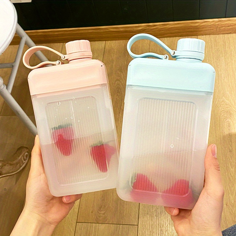 450ml Creative Ins Style Square Flat Water Bottle, Simple Straight-drinking  Plastic Cup, Anti-drop Handheld Portable Ins Fashion Gift Cup,  Candy-colored Sport Outdoor Fitness Frosted Texture, Sealed And Leak-proof  Cold Brew Tea Milk