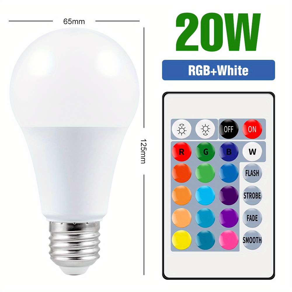 Remote Lamp Base Dimmable Flashing Fading RGB Lights