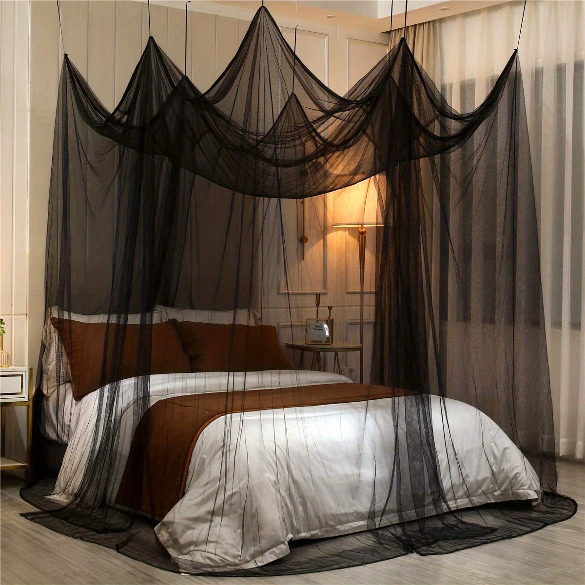 Four Corner Post Mosquito Net Canopy Bedroom Guest Room - Temu