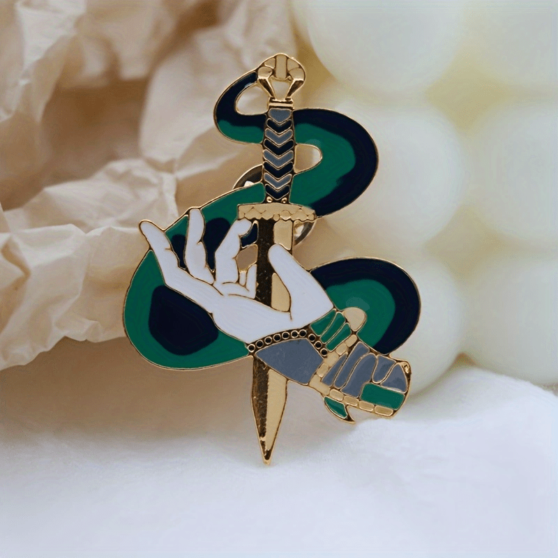 Nordic Rocky Magic Dagger Enamel Pin - Unique Cartoon Design for Backpacks, Collars, and Lapels - Mythical Accessory for Adventure Lovers