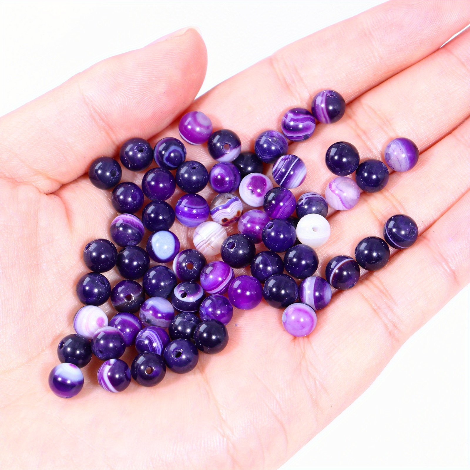 Natura Purple Agate Beads Bracelet 10mm