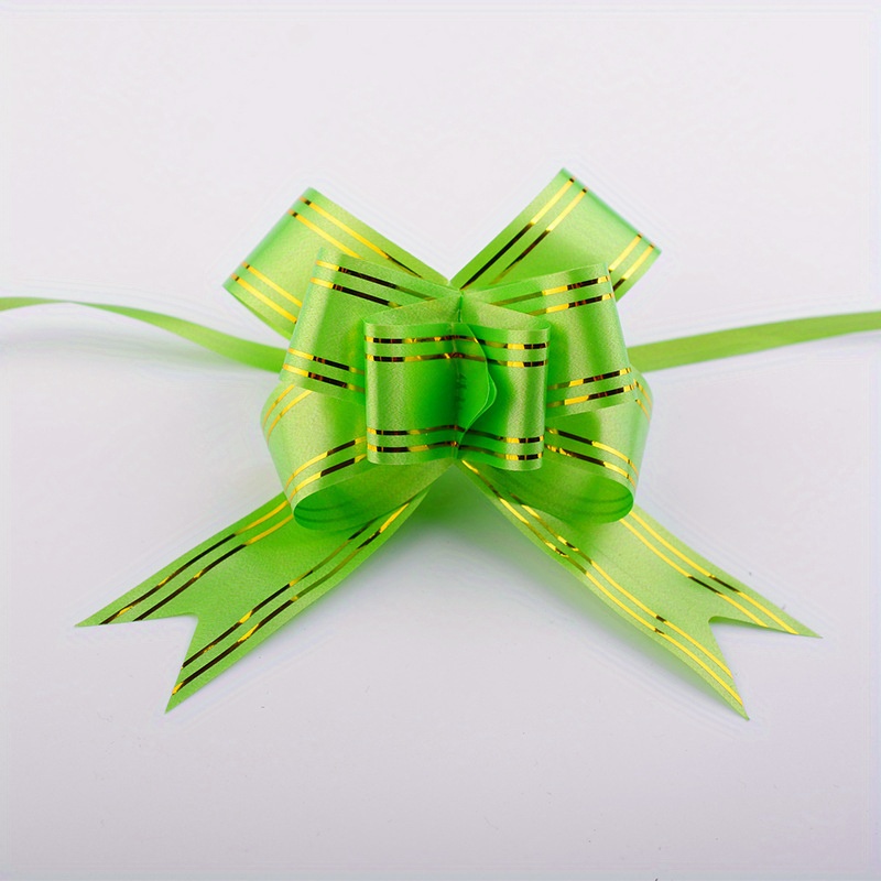 Ribbon Pull Bows Green Flowers Wedding Gift Wrap Ribbon Home Party Decor 10  Pcs