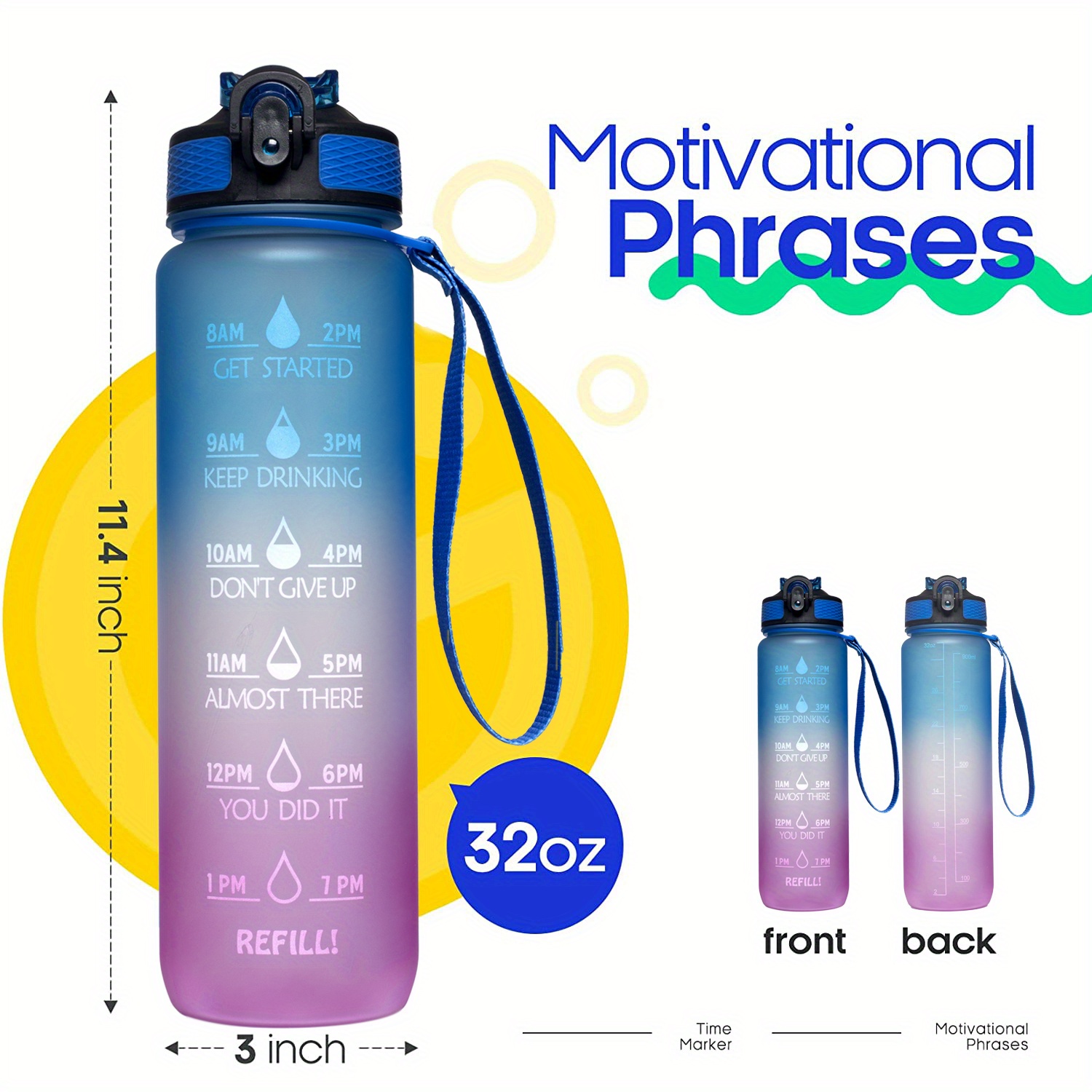 Water Bottle Gradient Color Water Bottle Leak - Temu