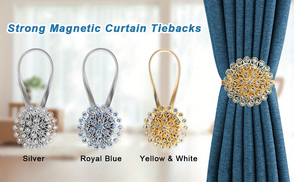 Magnetic Tieback Curtains Sparkling Crystal Flower Curtain - Temu
