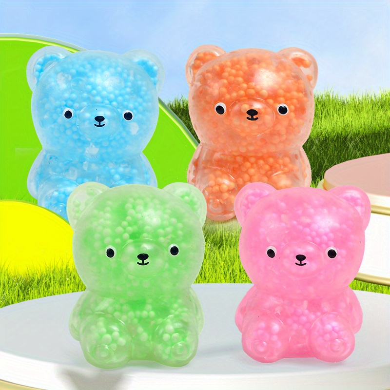 4pcs Mini Squishy Glitter Bear Small Cute Animal Squishy Fidget Toys Gummy  Bear Stress Relief Toys Christmas Gift