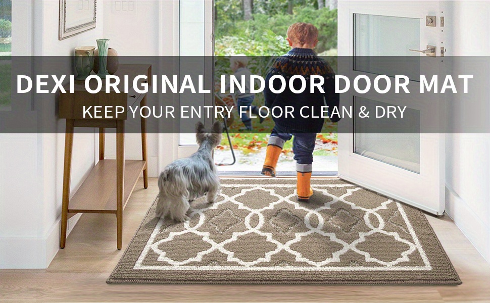 Indoor Door Mat Entryway Door mat,20x32 Brown Non Slip Absorbent Muddy  DoorMats for Dog,Low-Profile Inside Floor Mats, Soft Machine Washable Small