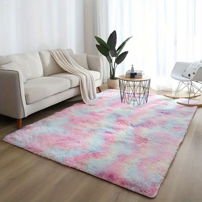 Petit tapis shaggy arc-en-ciel