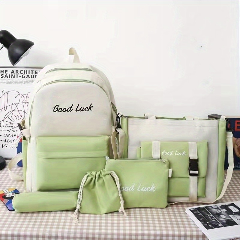 5pcs set Letter Backpack Canvas Bags For Women Men