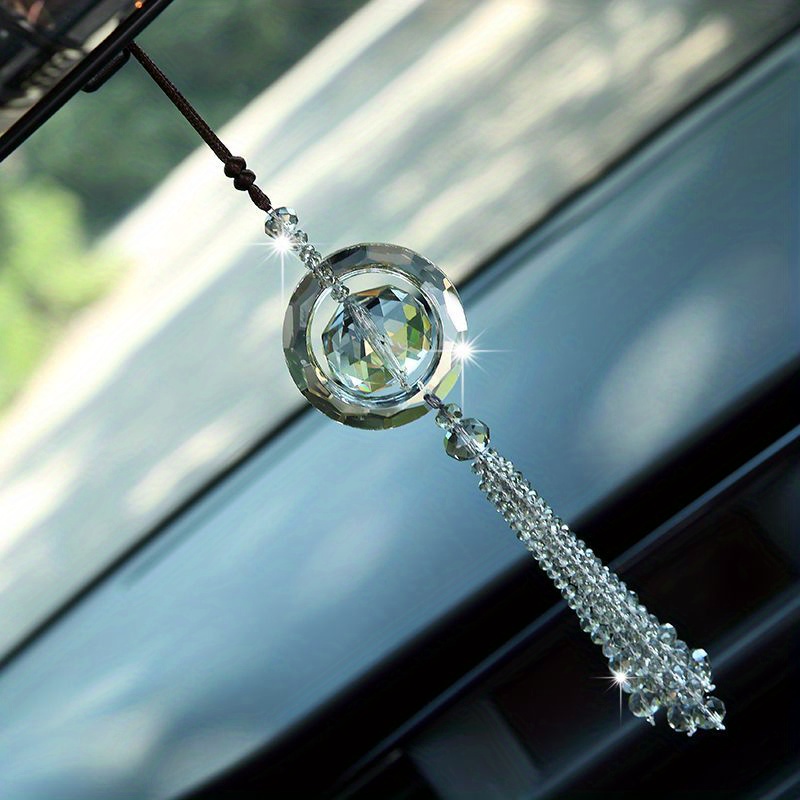 Beaded Car Pendant Crystal Ball Hanging Ornament Good Luck Tassel Pendant  Rearview Mirror Pendant Women - Automotive - Temu