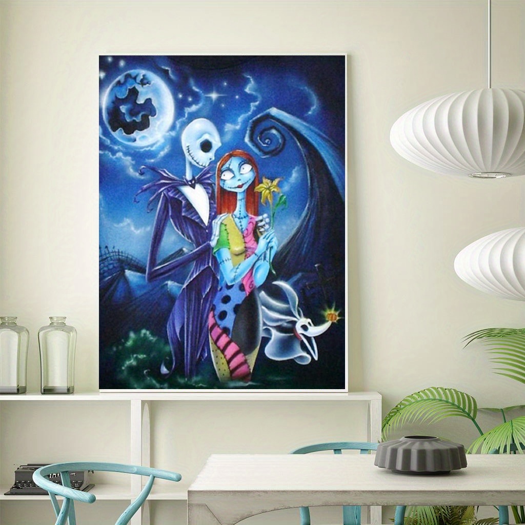 DIY Diamond Painting Jack and Sally Halloween 12x16Inch, Full Round Drill  Kits Nightmare Before Christmas Cross Stitch Mosaic Art for Adults Relax 