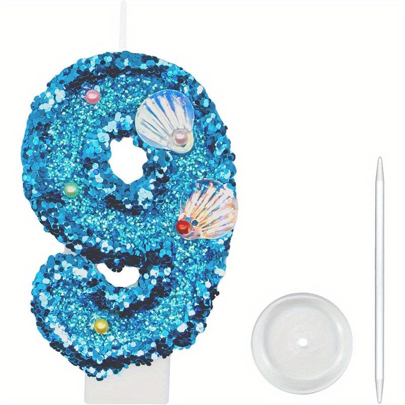 Acheter Bougie d'anniversaire 1 an, bougie d'anniversaire sirène pour  gâteau, décoration de bougie en forme de poisson de mer bleu scintillant  pour fournitures de décoration de fête