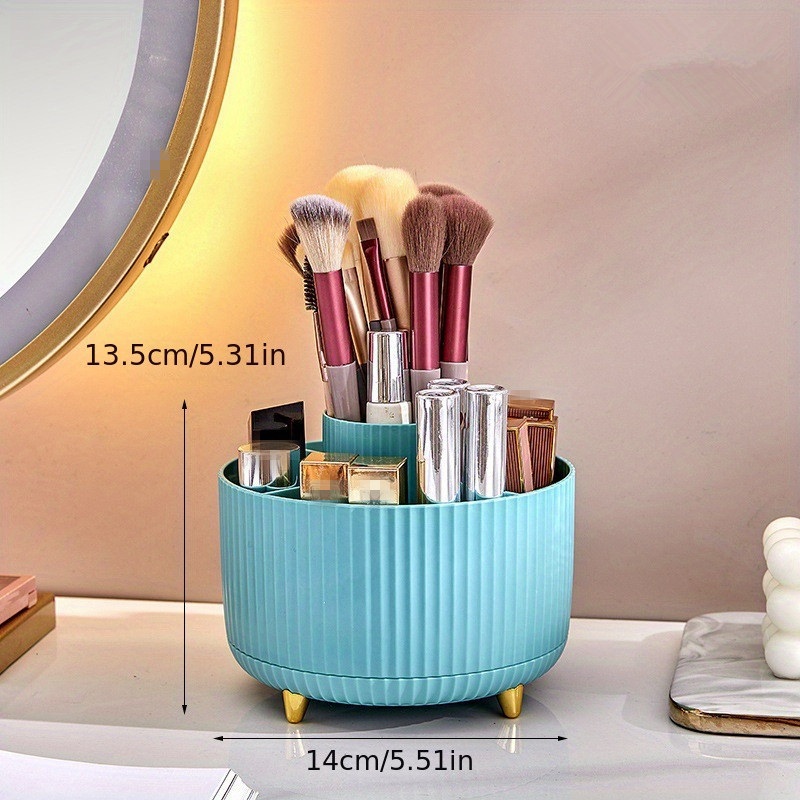 360° Rotating Makeup Brush Storage Box Portable Desktop Cosmetic Organizer  Lipstick Eyebrow Pencil Eye Shadow Brush Holder