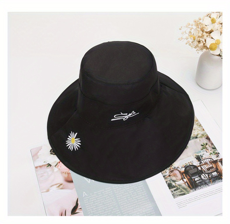 Candy Color Reversible Bucket Hat Daisy Embroidery Uv Temu